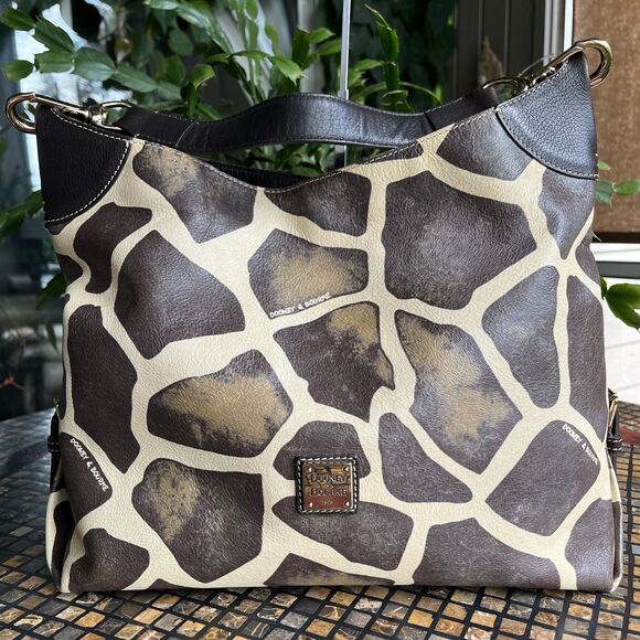 Dooney & Bourke Giraffe Print Serengeti Leather Hobo Bag Matching Wallet(s) Lg - Picture 7 of 12